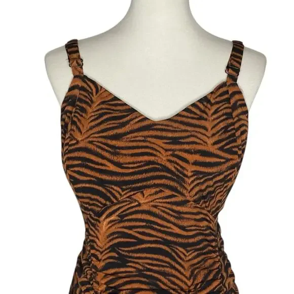 Torrid Studio Knit Shirred Bodycon Dress Brown Tiger Print 14 16 1X NWT Clubwear - Picture 5 of 16